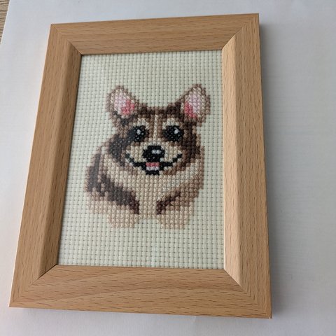 クロスステッチ刺繍ミニ額　犬②