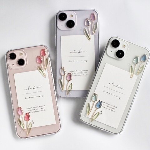 【classy tulips 】4color スマホケース　iPhone16 iPhone15 iPhone14 iPhone13  他　人気　かわいい　おしゃれ　Android  エクスペリア