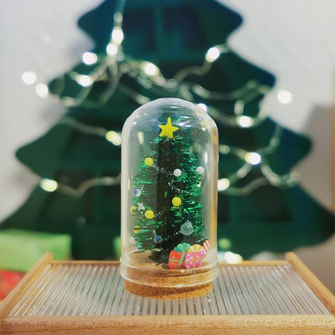 【在庫限り】ミニチュア＊ミニ クリスマスツリー ガラスドーム